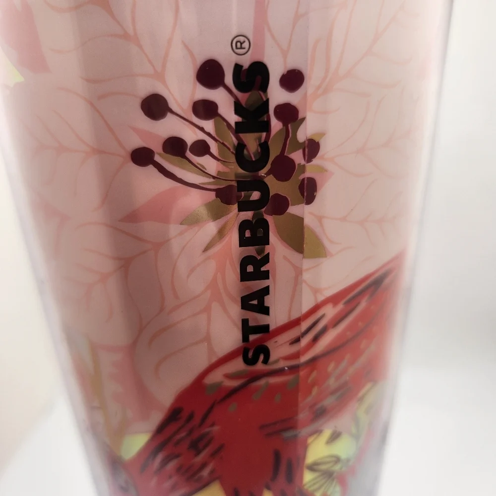 Starbucks Holiday 2022 Enchanted Forest‎ Tumbler Red Straw & Floral Design NWT